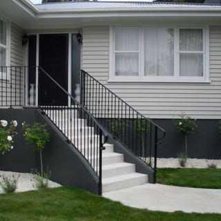 Wrought iron balustrade on staircase